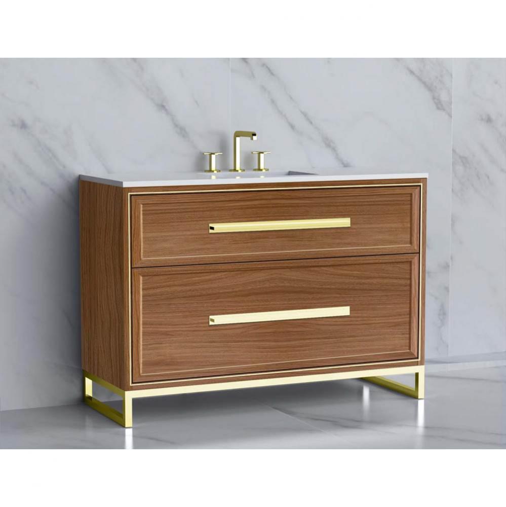 Profile 48C'' Free standing Vanity Cabinet in Natural Walnut/HW: Polished Chrome(PC)