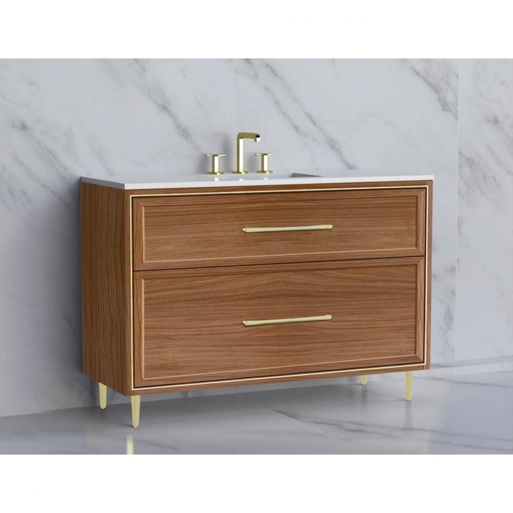 Profile 48C'' Free standing Vanity Cabinet in Natural Walnut/HW: Handle & Fee Polish
