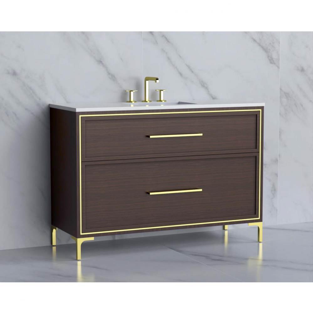 Profile 48C'' Free standing Vanity Cabinet in Walnut/HW: Polished Chrome(PC)