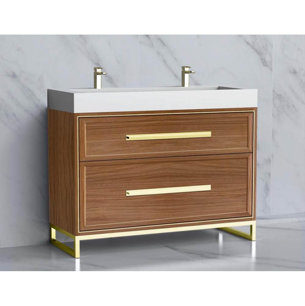 Profile 48D'' Free standing Vanity Cabinet in Natural Walnut/HW: Polished Chrome(PC)