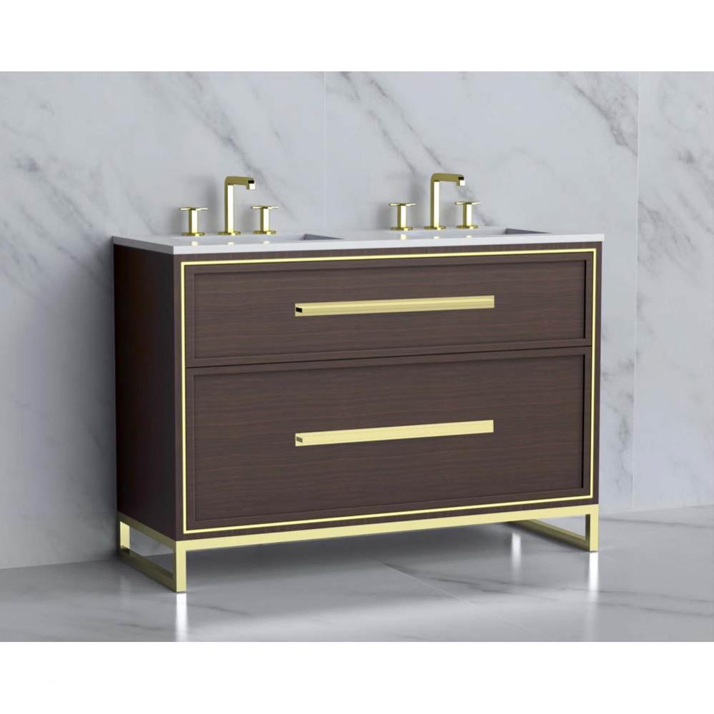 Profile 48D'' Free standing Vanity Cabinet in Walnut/HW: Polished Chrome(PC)