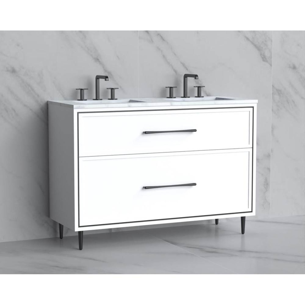 Profile 48D'' Free standing Vanity Cabinet in White/HW: Polished Chrome(PC)