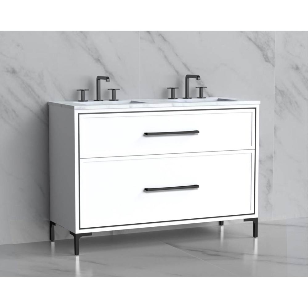 Profile 48D'' Free standing Vanity Cabinet in White/HW: Polished Chrome(PC)