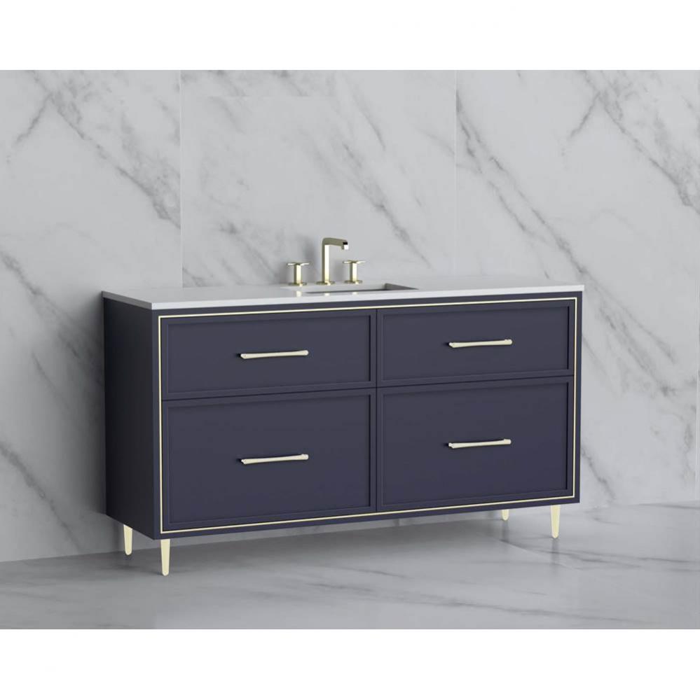 Profile 60C'' Free standing Vanity Cabinet in Sapphire/HW: Polished Chrome(PC)
