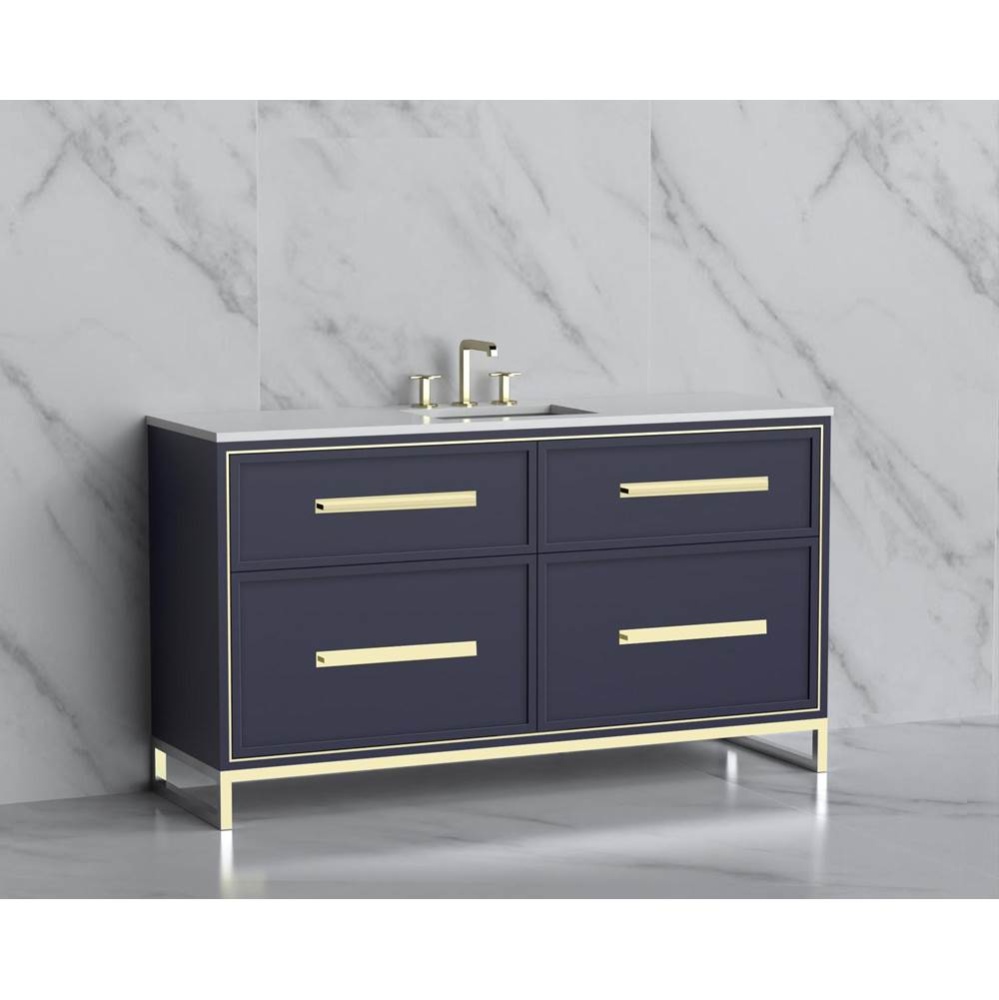 Profile 60C'' Free standing Vanity Cabinet in Sapphire/HW: Polished Chrome(PC)