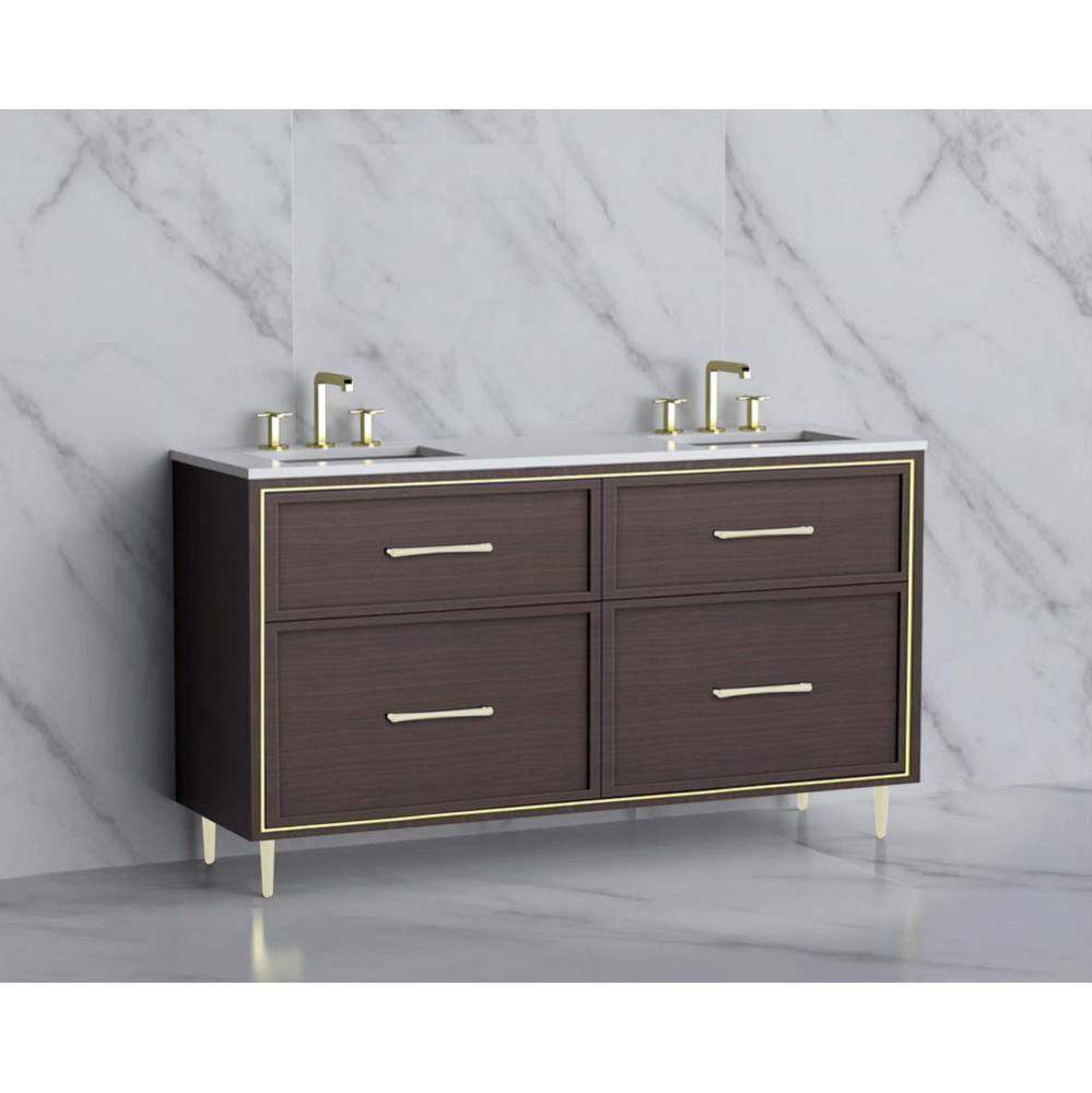 Profile 60D'' Free standing Vanity Cabinet in Walnut/HW: Polished Chrome(PC)