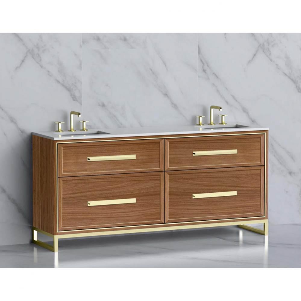 Profile 72'' Free standing Vanity Cabinet in Natural Walnut/HW: Polished Chrome(PC)