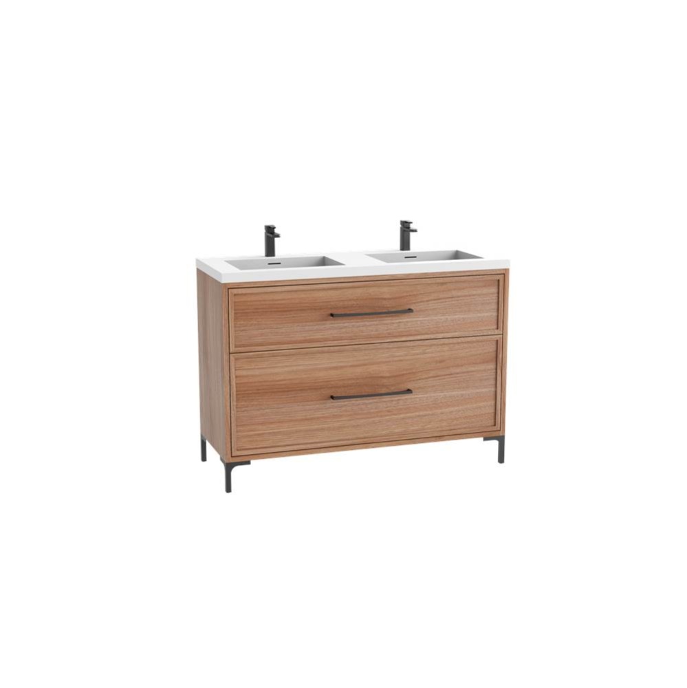 Profile SE 48D'' Free standing Vanity Cabinet in Natural Walnut/HW: Polished Chrome(PC)