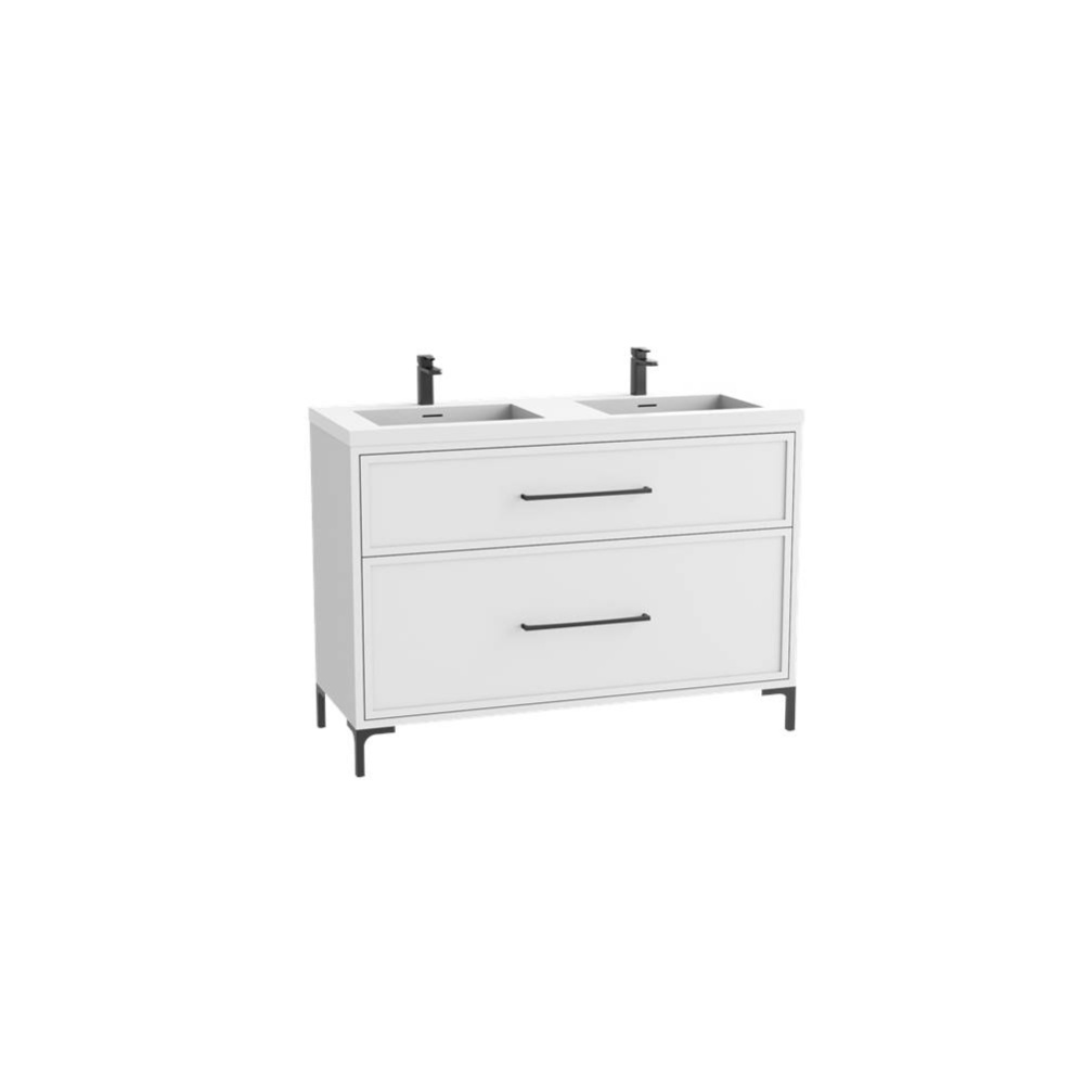 Profile SE 48D'' Free standing Vanity Cabinet in White/HW: Polished Chrome(PC)