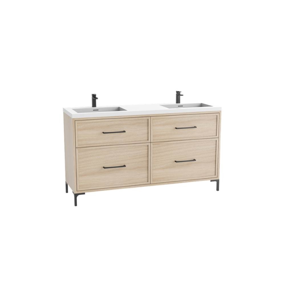 Profile SE 72D'' Free standing Vanity Cabinet in Natural Oak/HW: Polished Chrome(PC)