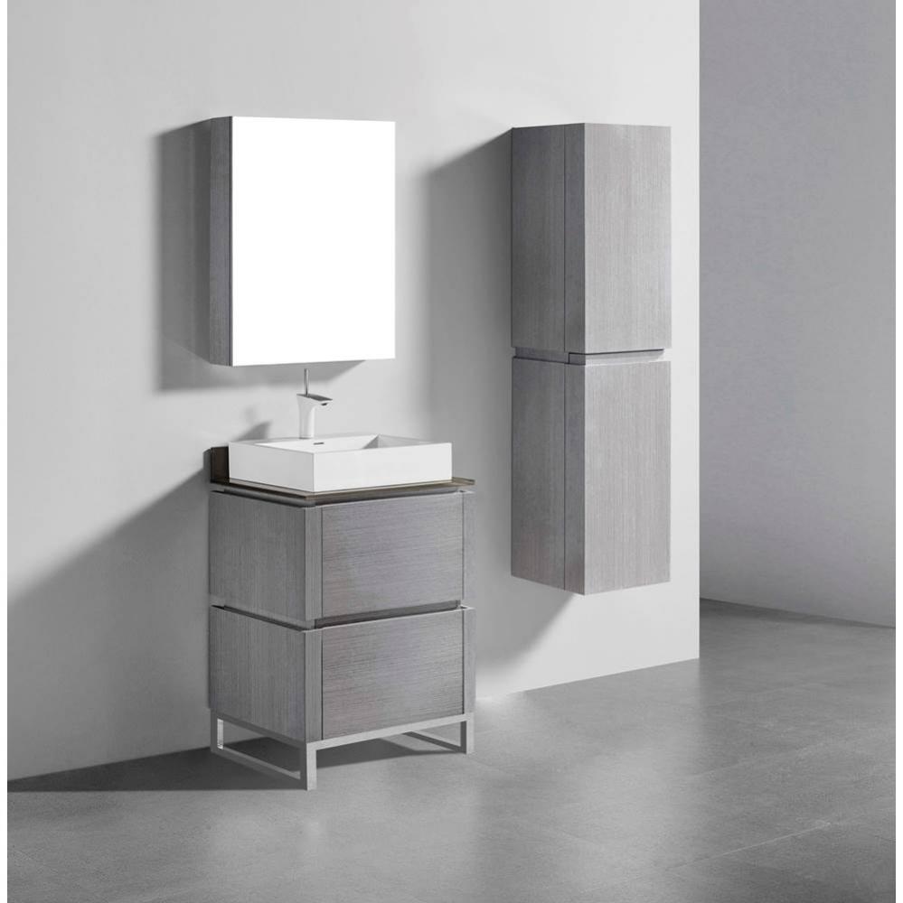 Metro 24'' Free Standing  Vanity Cabinet in Ash Grey/HW: Polished Chrome(PC)