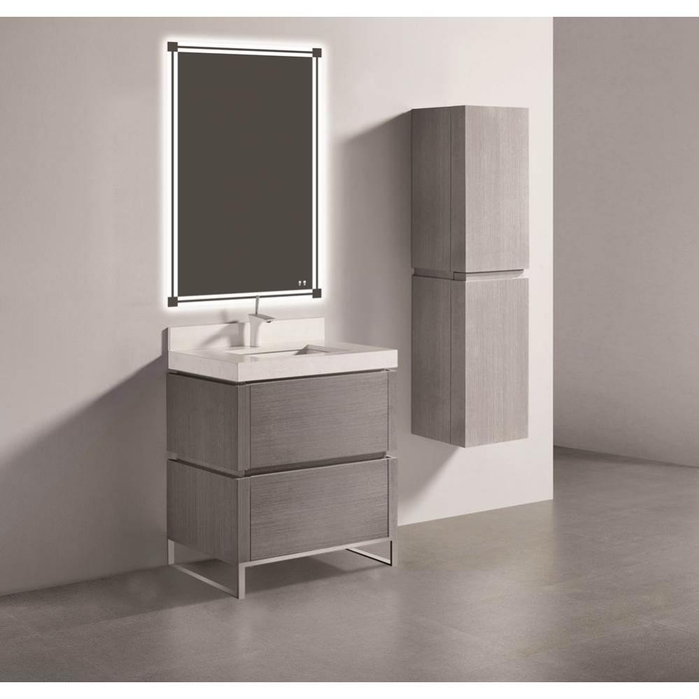 Metro 30'' Free Standing  Vanity Cabinet in Ash Grey/HW: Polished Chrome(PC)
