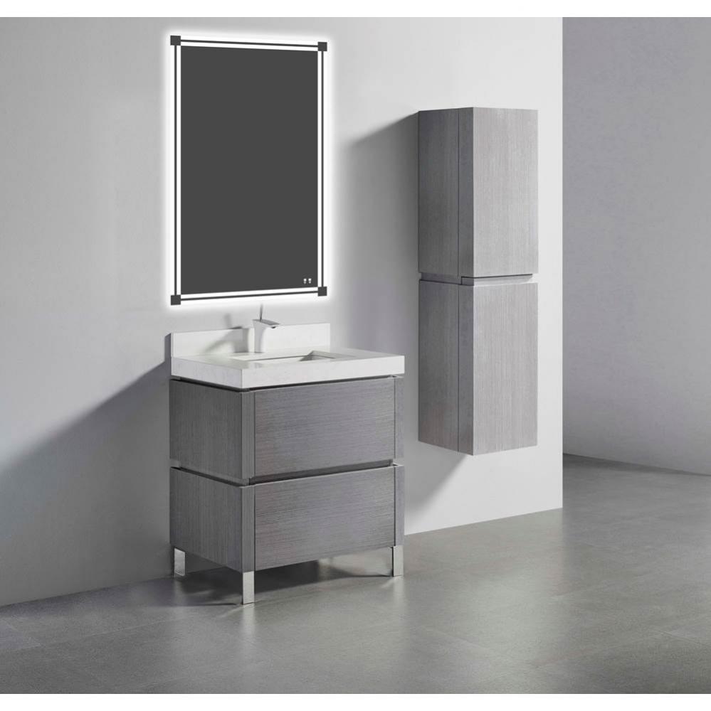 Metro 30'' Free Standing  Vanity Cabinet in Ash Grey/HW: Polished Chrome(PC)