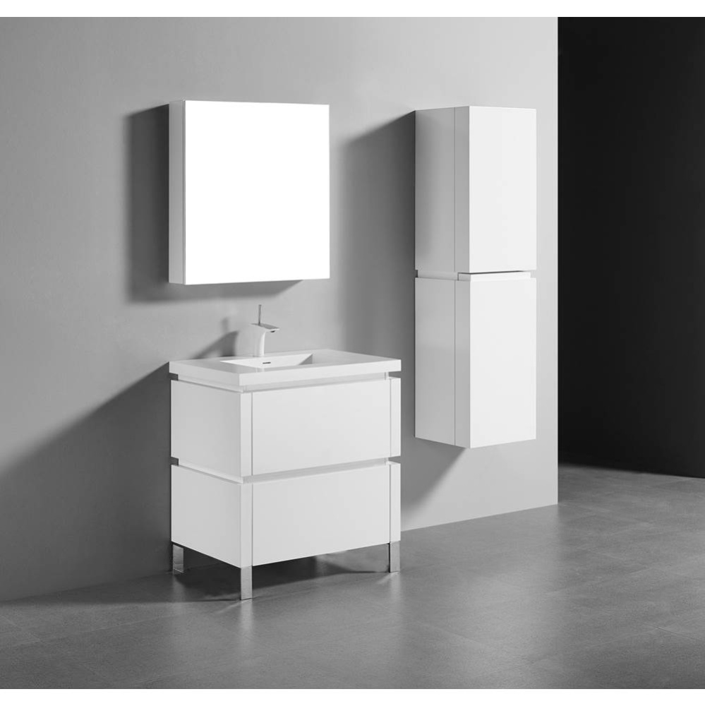 Metro 30'' Free Standing  Vanity Cabinet in  White/HW: Polished Chrome(PC)