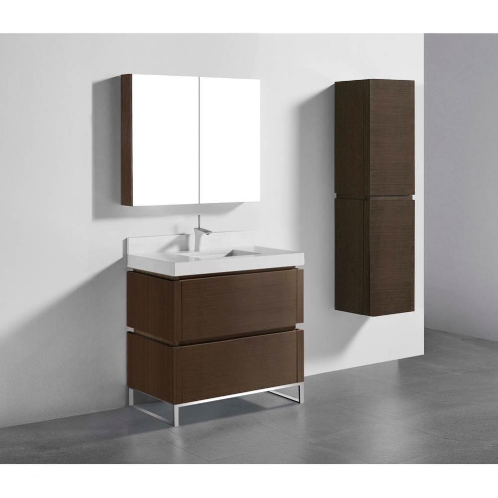 Metro 36'' Free Standing  Vanity Cabinet in  Walnut/HW: Polished Chrome(PC)