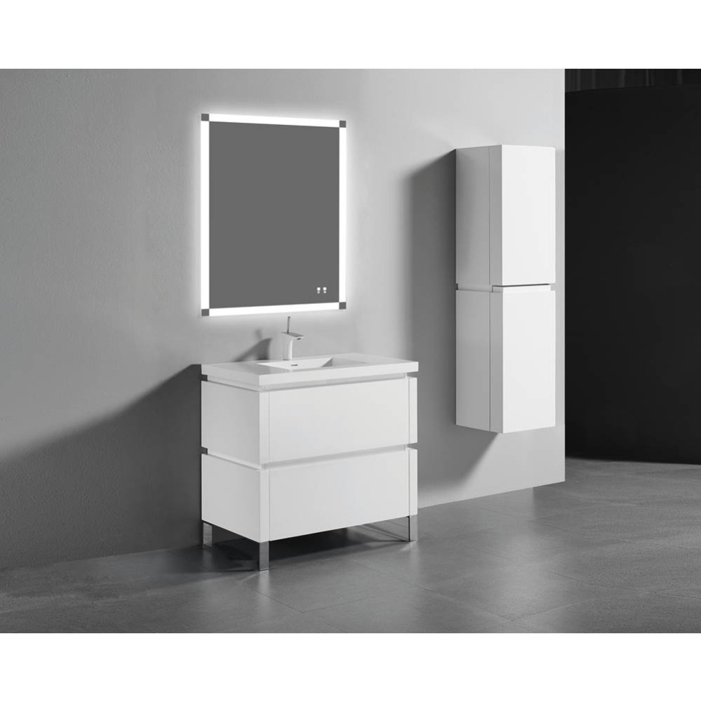 Metro 36'' Free Standing  Vanity Cabinet in  White/HW: Polished Chrome(PC)