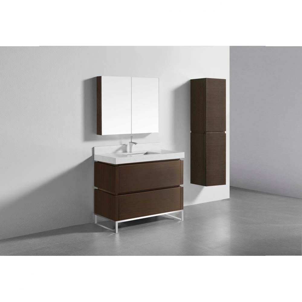 Metro 42'' Free Standing  Vanity Cabinet in  Walnut/HW: Polished Chrome(PC)