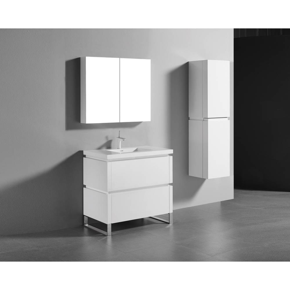 Metro 42'' Free Standing  Vanity Cabinet in  White/HW: Polished Chrome(PC)