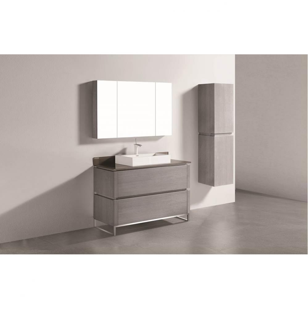 Metro 48C'' Free Standing  Vanity Cabinet in Ash Grey/HW: Polished Chrome(PC)