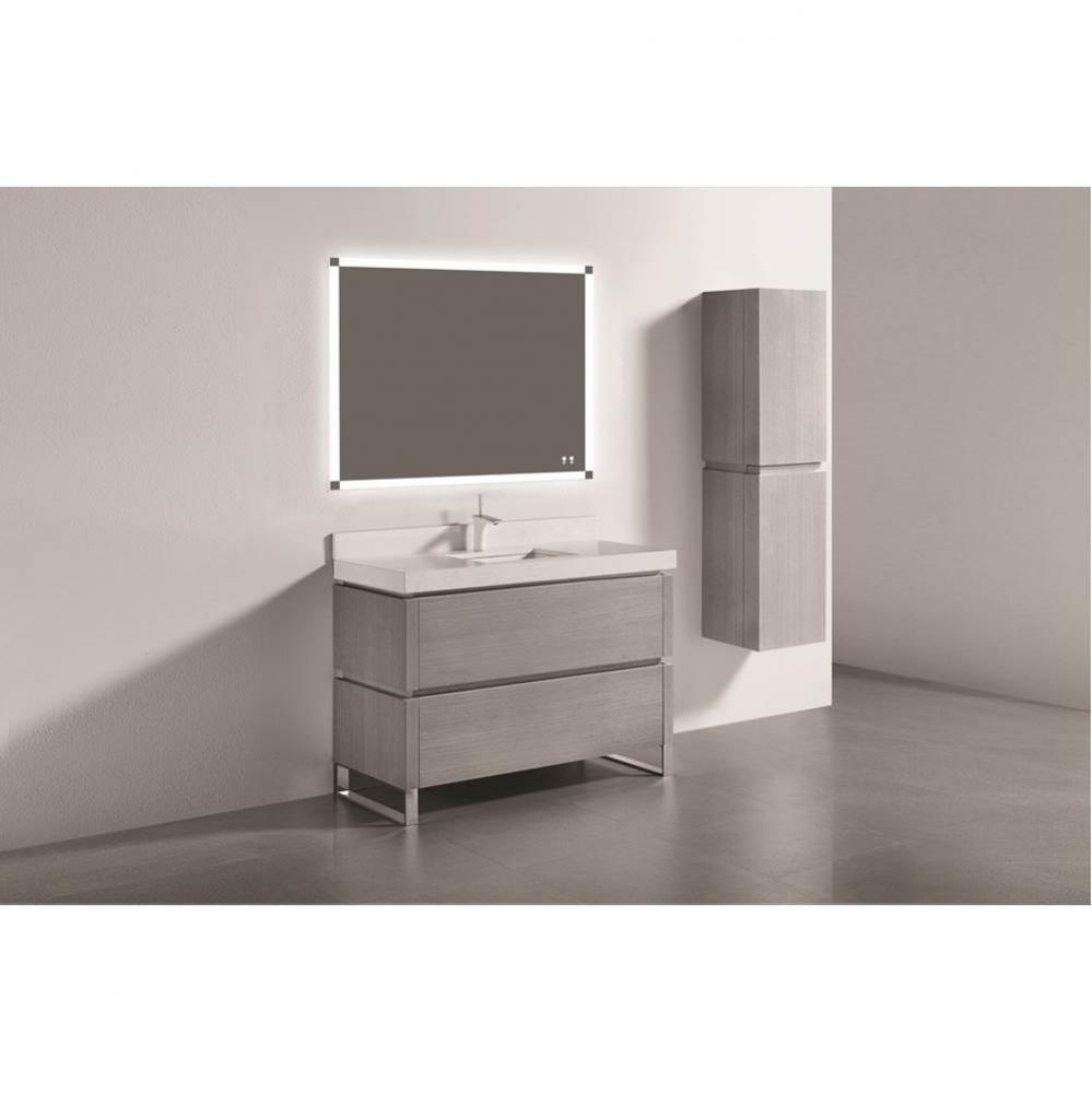 Metro 48C'' Free Standing  Vanity Cabinet in Ash Grey/HW: Polished Chrome(PC)