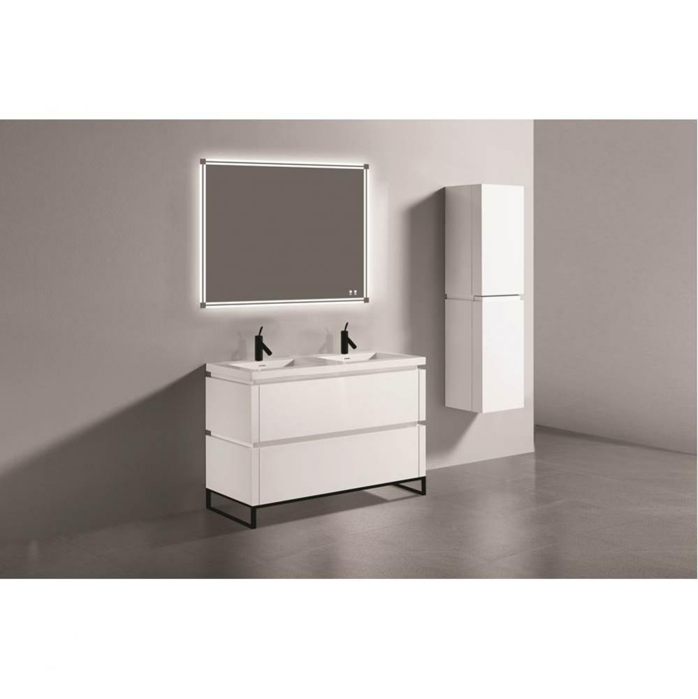 Metro 48D'' Free Standing  Vanity Cabinet in  White/HW: Polished Chrome(PC)