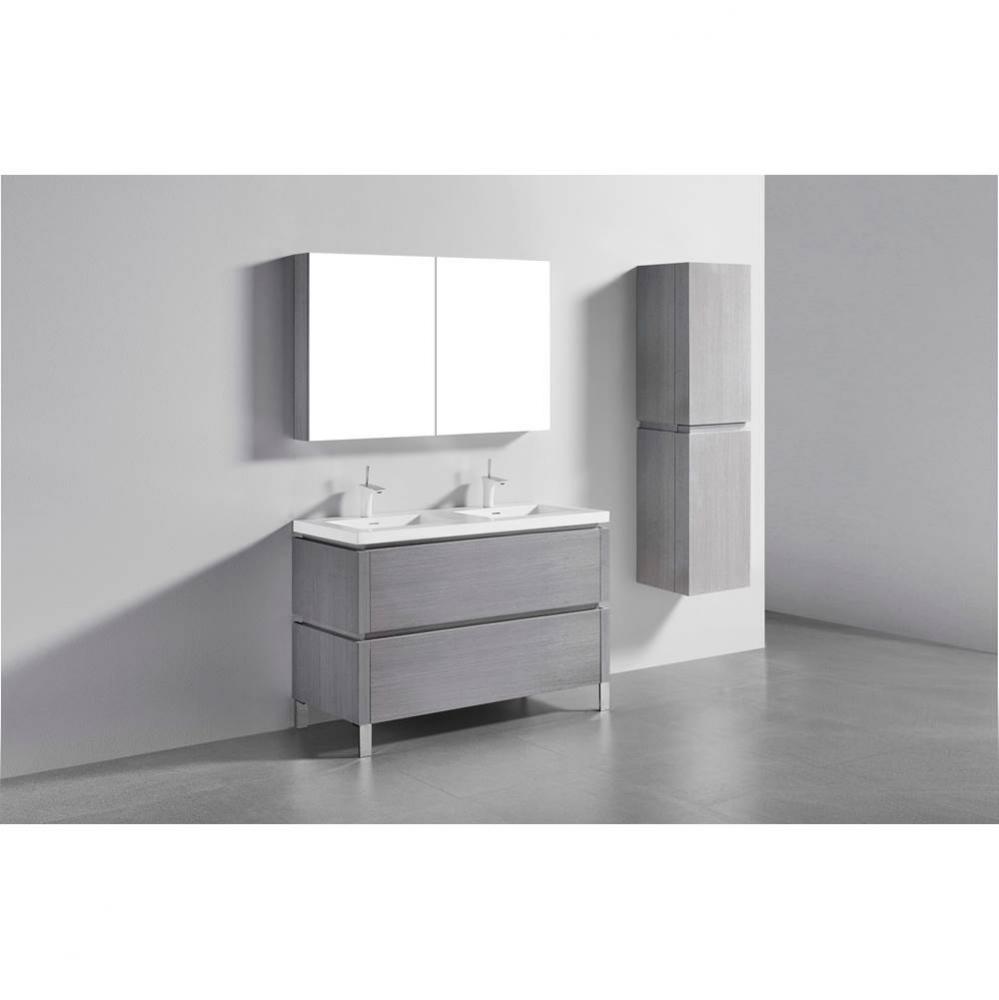 Metro 48D'' Free Standing  Vanity Cabinet in Ash Grey/HW: Polished Chrome(PC)