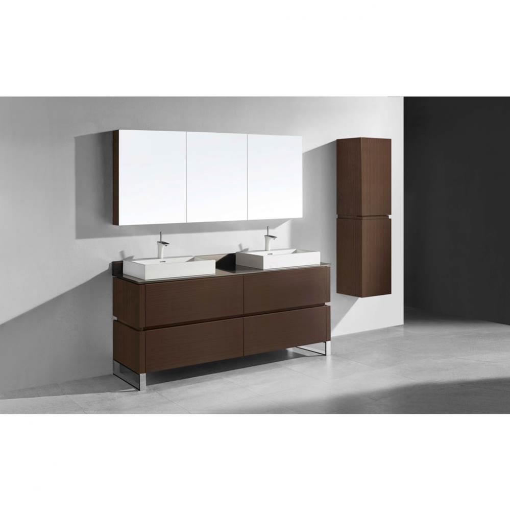 Metro 72D'' Free Standing  Vanity Cabinet in  Walnut/HW: Polished Chrome(PC)