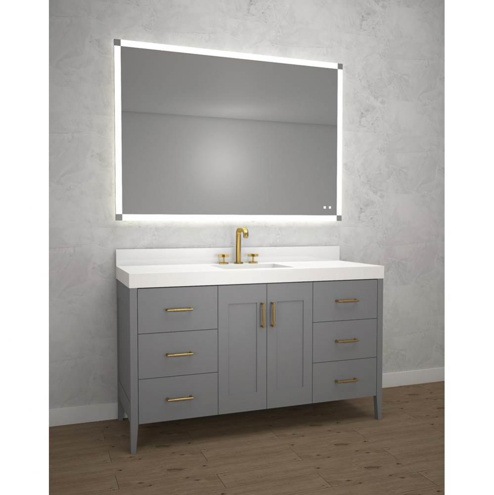 Encore 60C'' Free Standing Vanity Studio Grey/HW: Polished Chrome(PC)