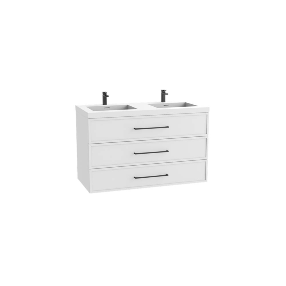 Legend 48D'' Wall hung Vanity Cabinet White Finish/HW: No Handles