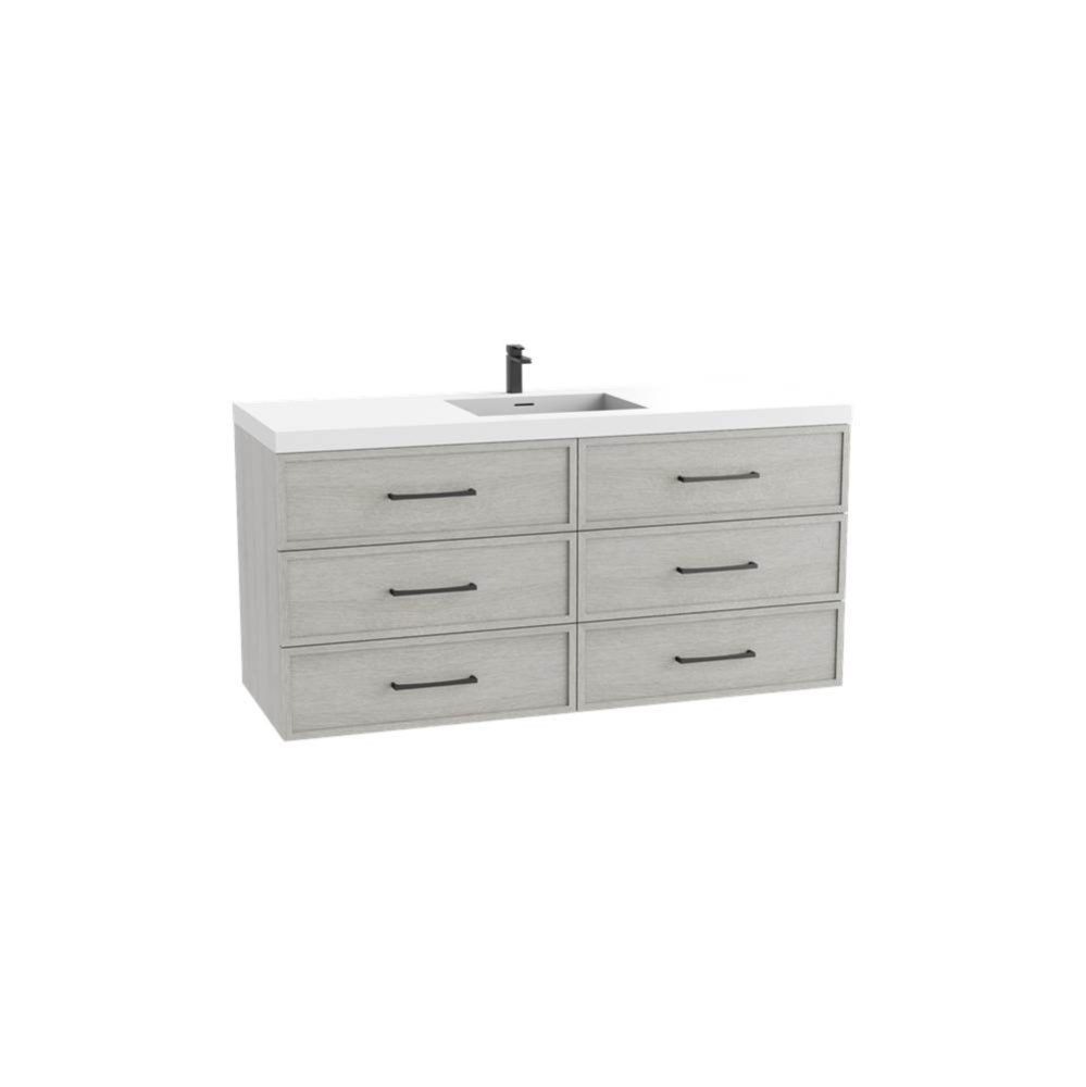 Legend 60C'' Wall hung Vanity Cabinet Coastal Grey Finish/HW: No Handles