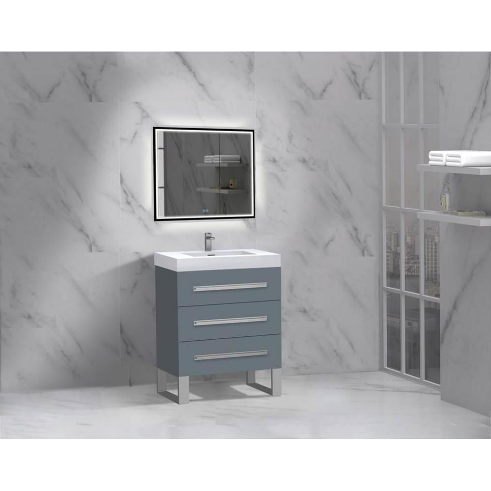 Icon 24'' Free standing Vanity Cabinet in Studio Grey/HW: Polished Chrome(PC)