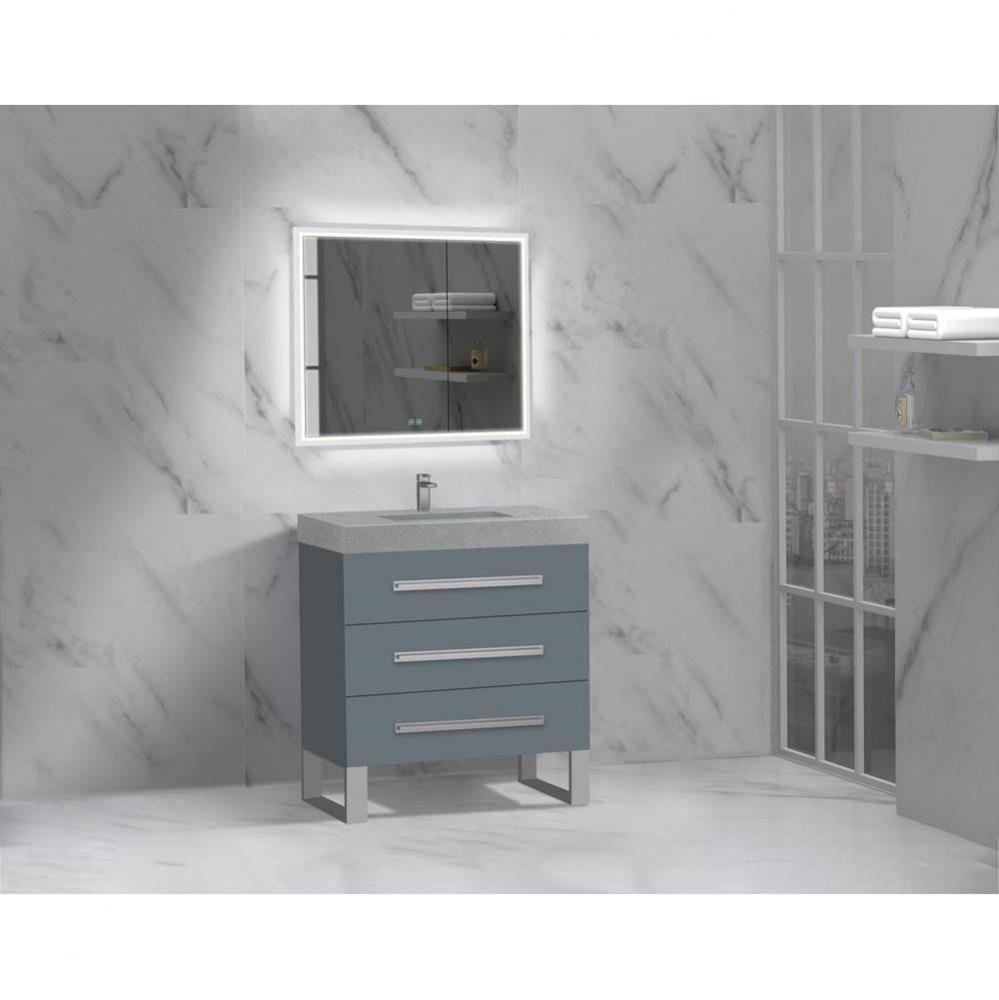 Icon 30'' Free standing Vanity Cabinet in Studio Grey/HW: Polished Chrome(PC)