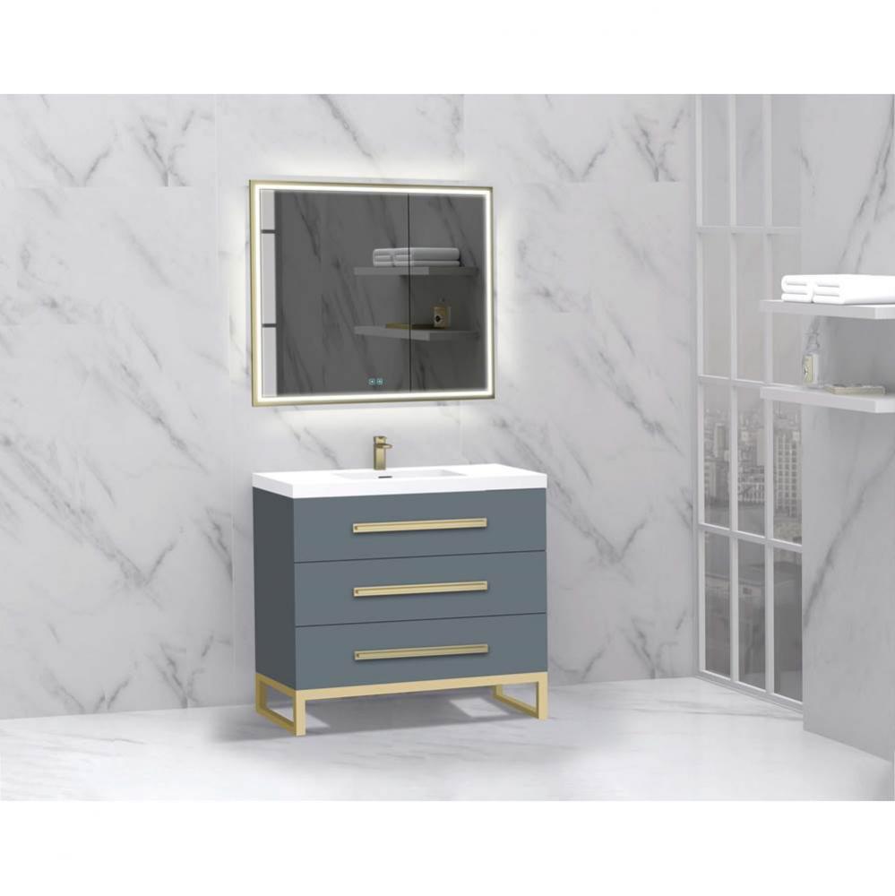 Icon 36'' Free standing Vanity Cabinet in Studio Grey/HW: Polished Chrome(PC)