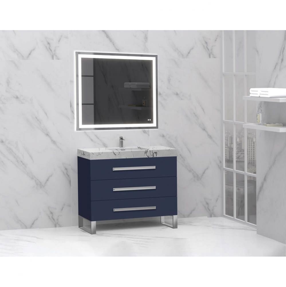 Icon 42'' Free standing Vanity Cabinet in Sapphire/HW: Polished Chrome(PC)