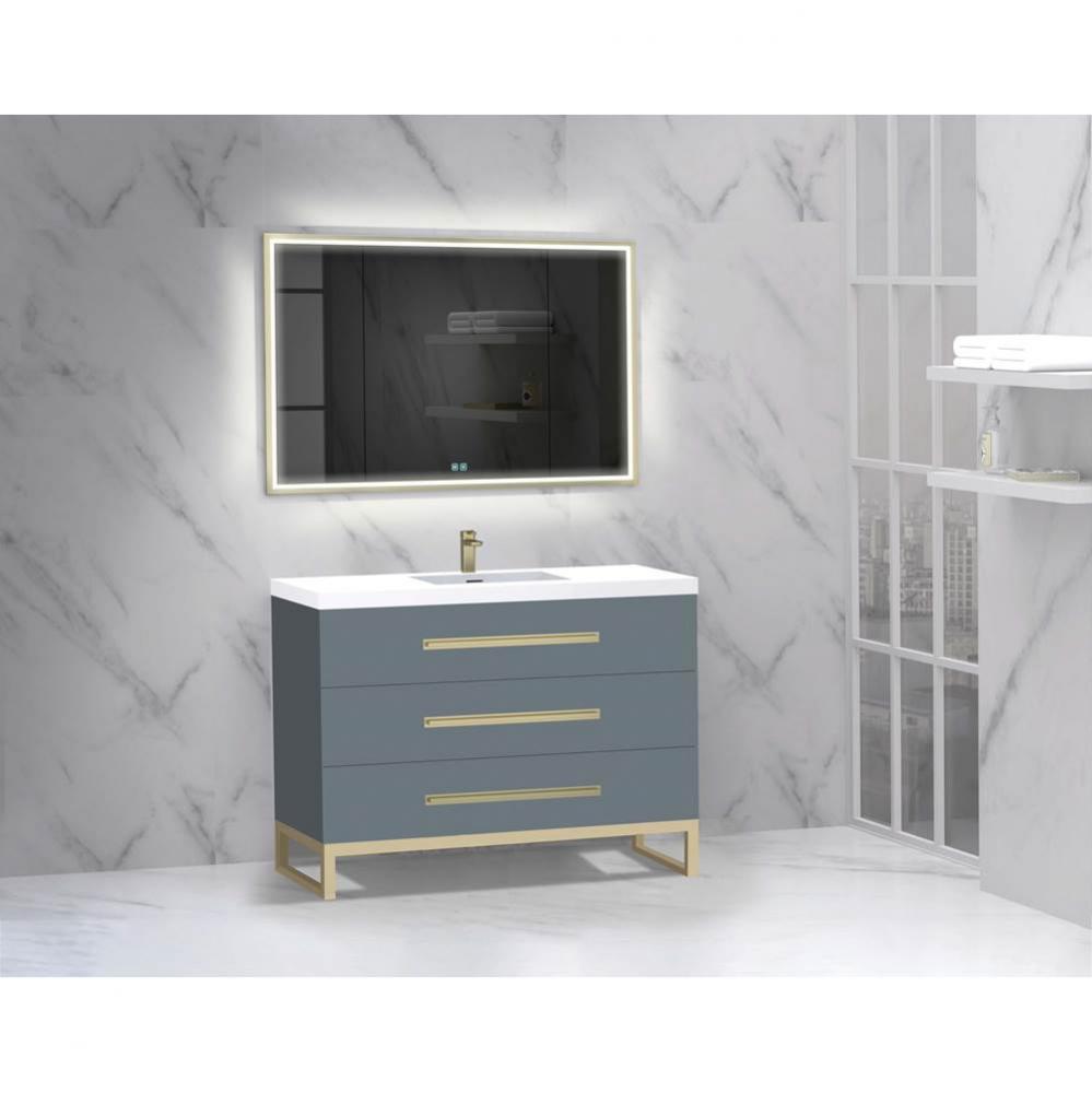 Icon 48C'' Free standing Vanity Cabinet in Studio Grey/HW: Polished Chrome(PC)