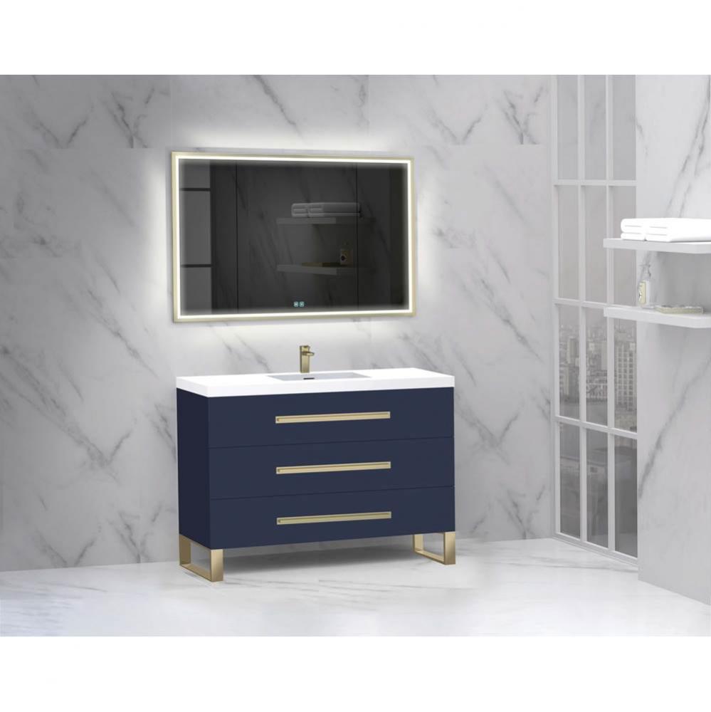 Icon 48C'' Free standing Vanity Cabinet in Sapphire/HW: Polished Chrome(PC)