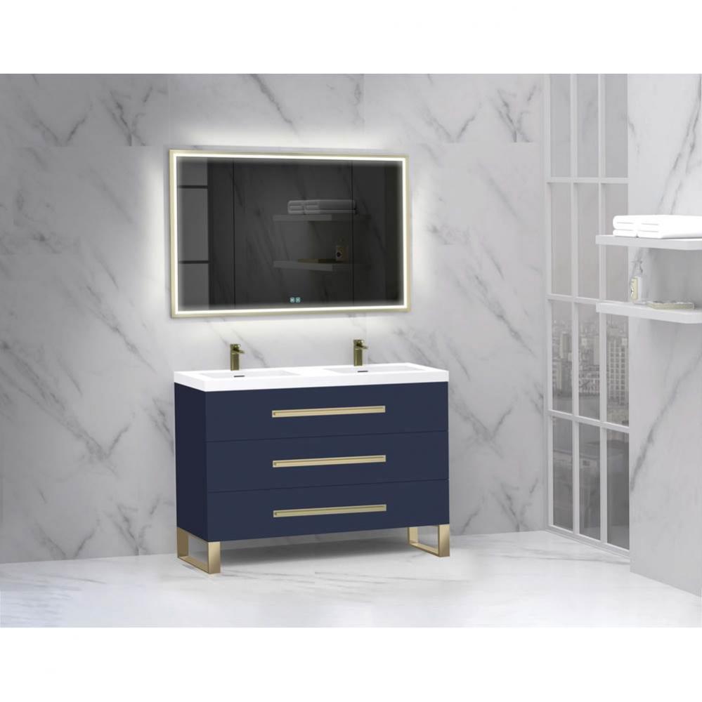 Icon 48D'' Free standing Vanity Cabinet in Sapphire/HW: Polished Chrome(PC)