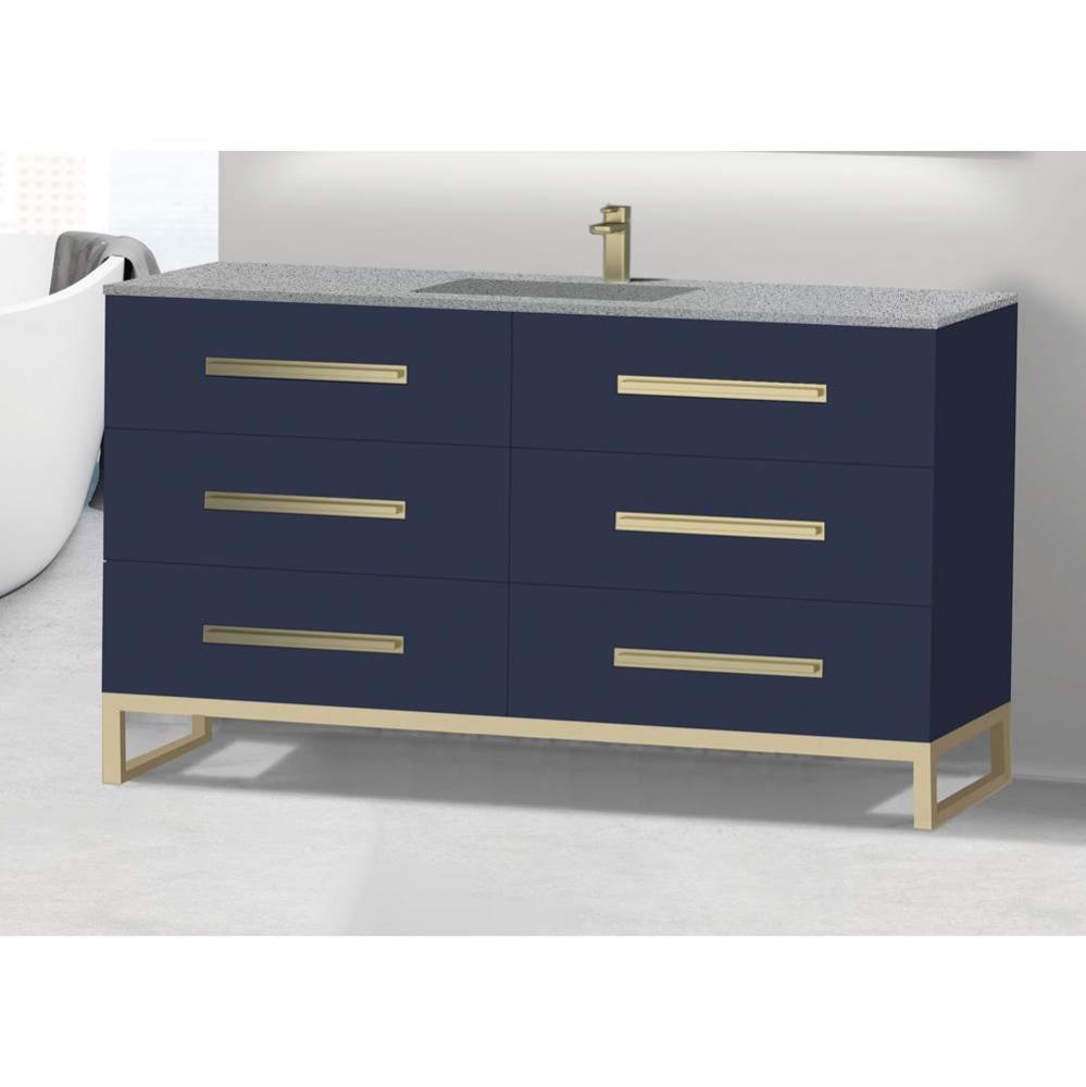 Icon 60C'' Free standing Vanity Cabinet in Sapphire/HW: Polished Chrome(PC)