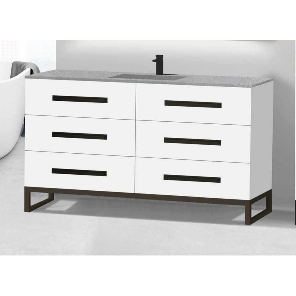 Icon 60C'' Free standing Vanity Cabinet in White/HW: Polished Chrome(PC)