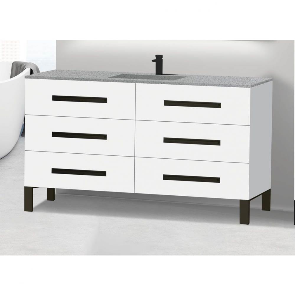 Icon 60C'' Free standing Vanity Cabinet in White/HW: Polished Chrome(PC)