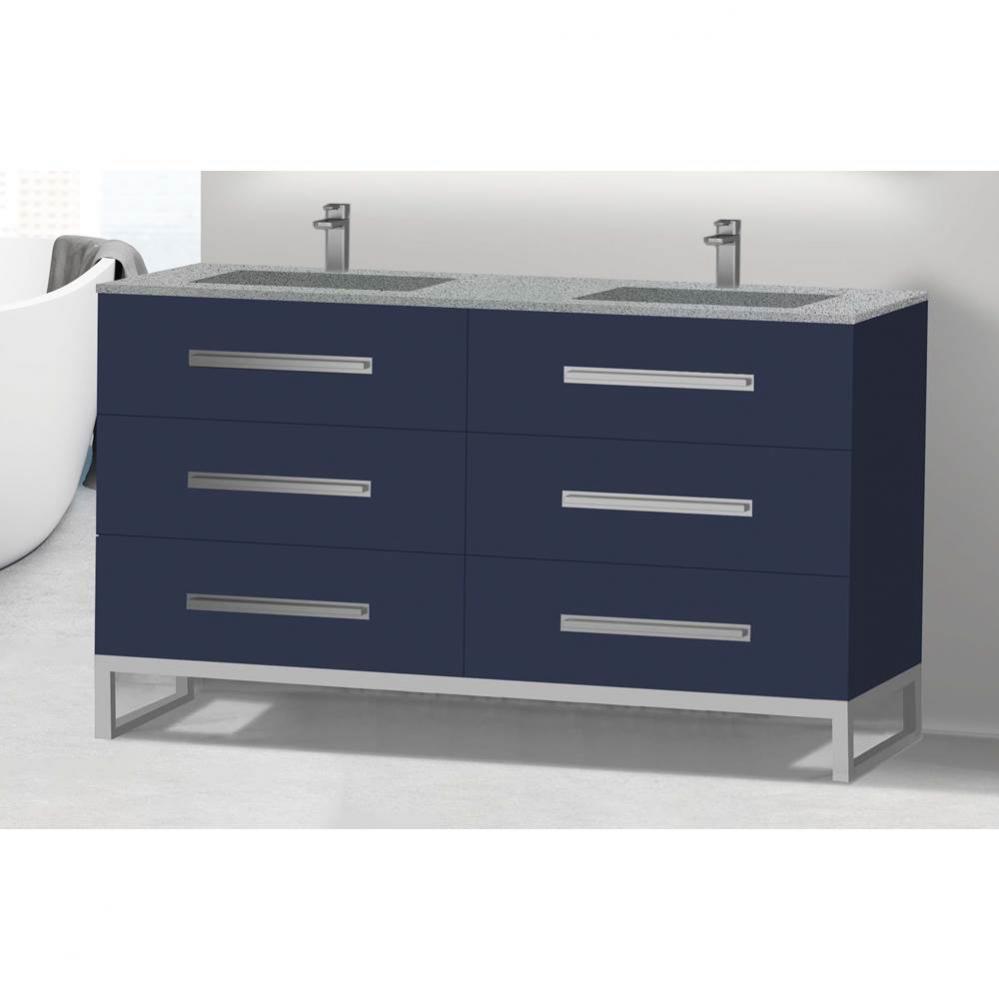 Icon 60D'' Free standing Vanity Cabinet in Sapphire/HW: Polished Chrome(PC)