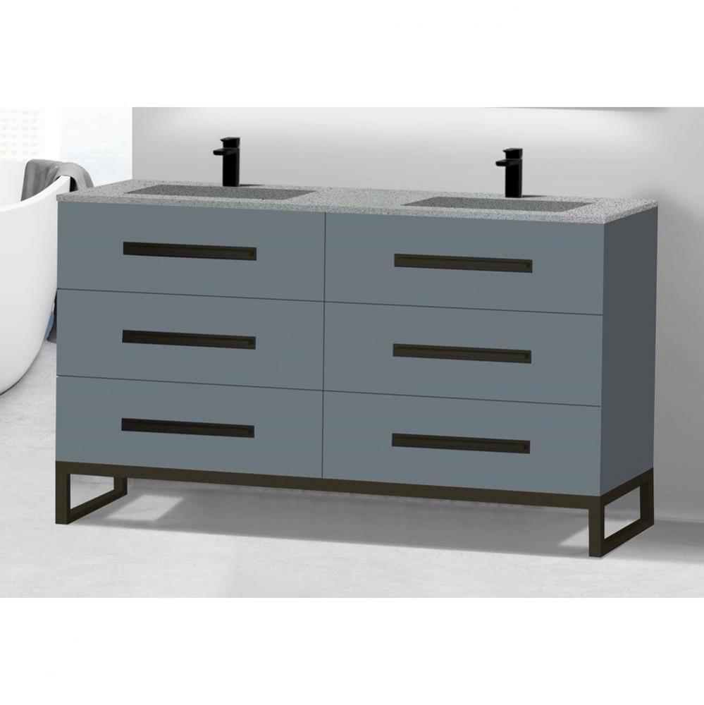 Icon 60D'' Free standing Vanity Cabinet in Studio Grey/HW: Polished Chrome(PC)