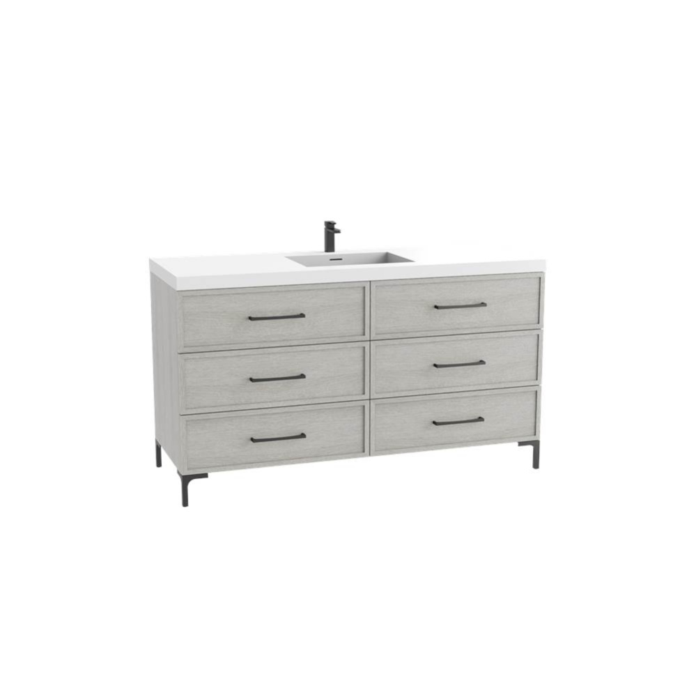 Marquis 60C'' Free standing Vanity Cabinet in Coastal Grey/HW: Polished Chrome(PC)
