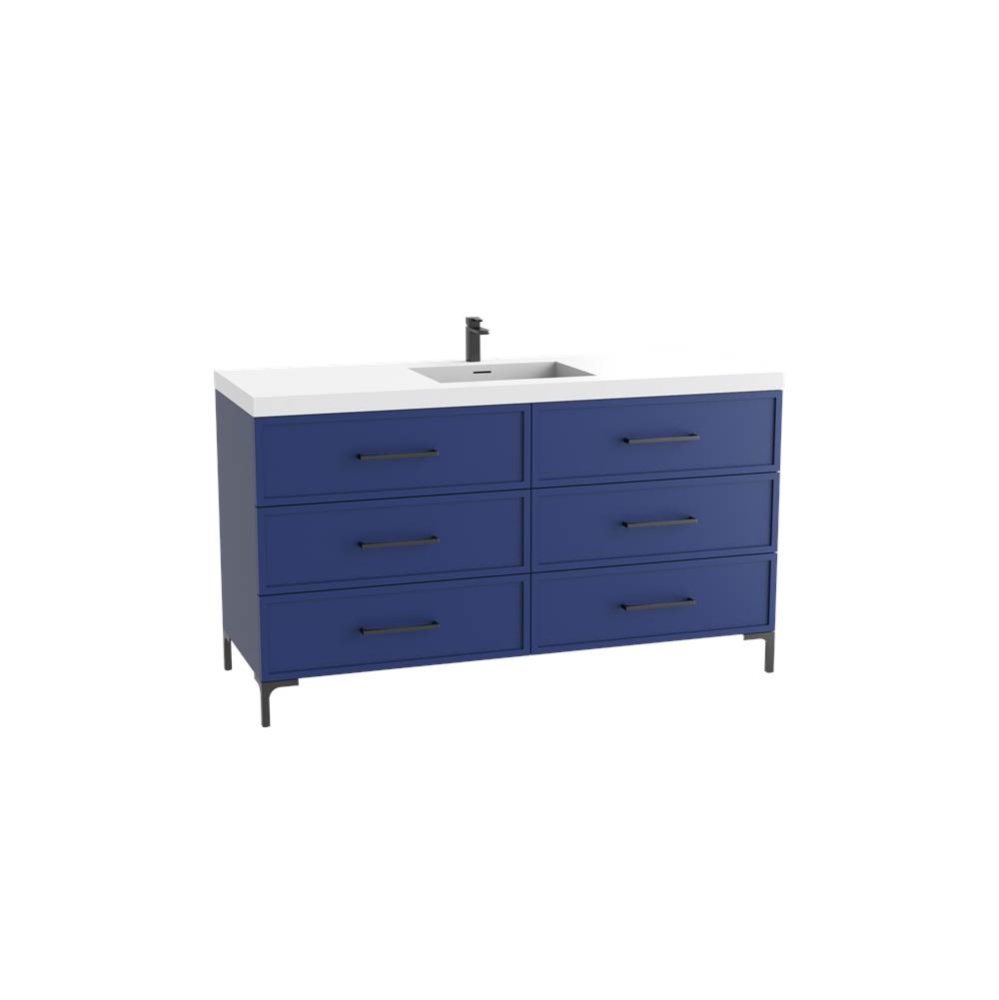 Marquis 60C'' Free standing Vanity Cabinet in Sapphire/HW: Polished Chrome(PC)
