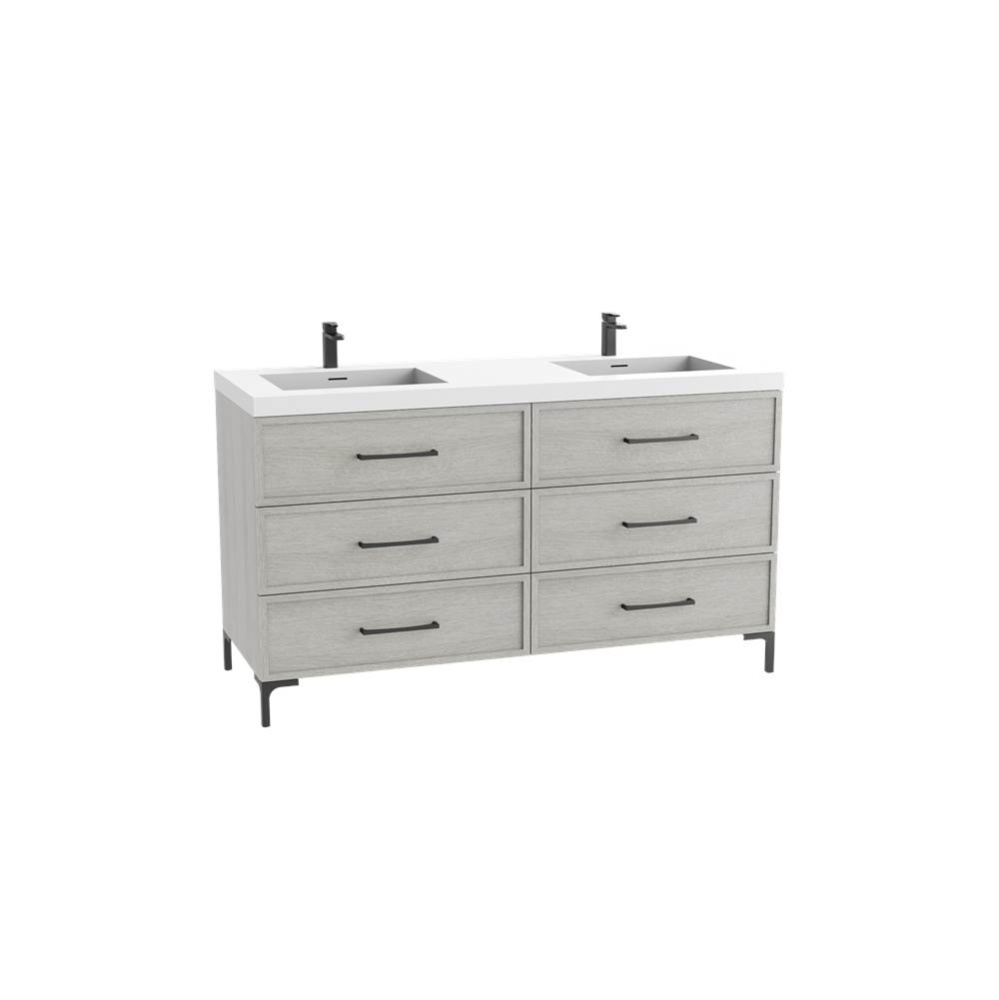 Marquis 72D'' Free standing Vanity Cabinet in Coastal Grey/HW: Polished Chrome(PC)