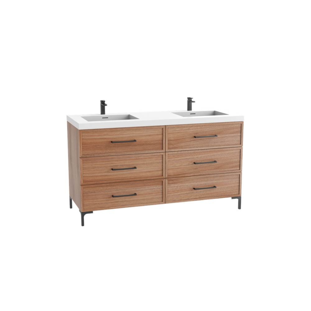 Marquis 72D'' Free standing Vanity Cabinet in Natural Walnut/HW: Polished Chrome(PC)