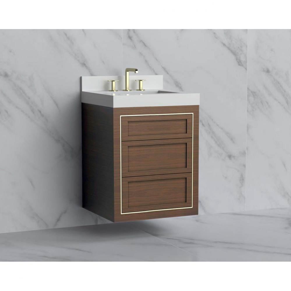 Madeli Renaissance 24'' Wall hung Vanity Cabinet in Brandy - No Handles - Inlay in Polis