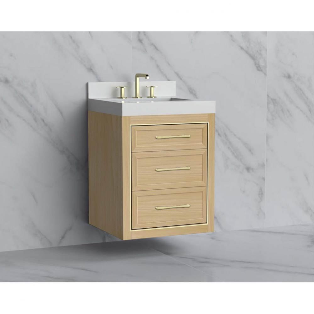 Renaissance 24'' Wall hung Vanity Cabinet in Natural Oak/HW: Handles Matte Black(MB)