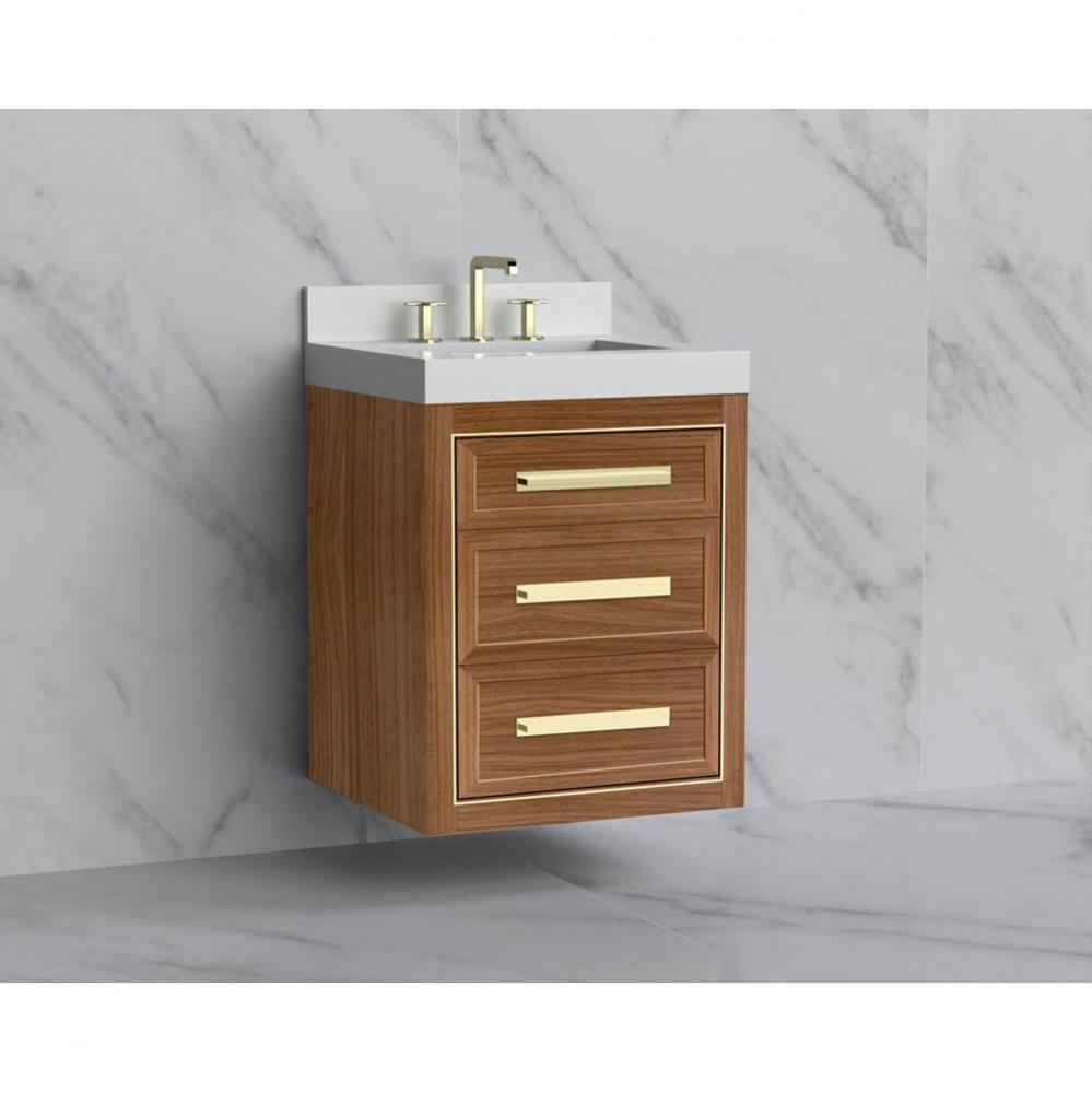 Madeli Renaissance 24'' Wall hung Vanity Cabinet in Natural Walnut/HW: Handles Brushed N