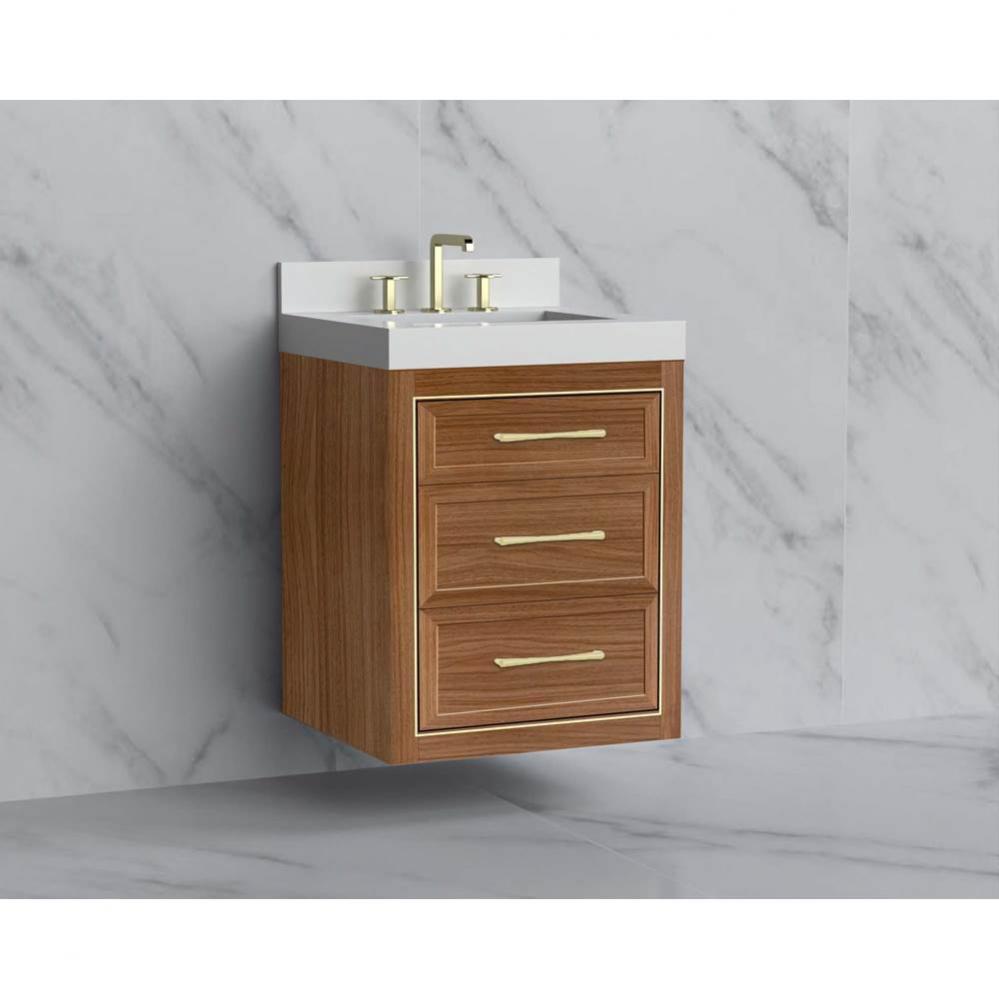 Renaissance 24'' Wall hung Vanity Cabinet in Natural Walnut/HW:Handles Polished Chrome(P